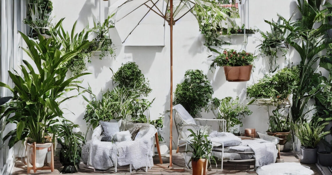 Spar plads på altanen med en smart foldbar altanparasol